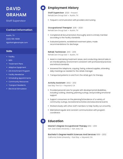 Staff Supervisor Resume