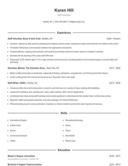 Resume example 1