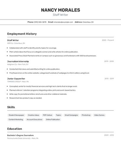 Resume example 2