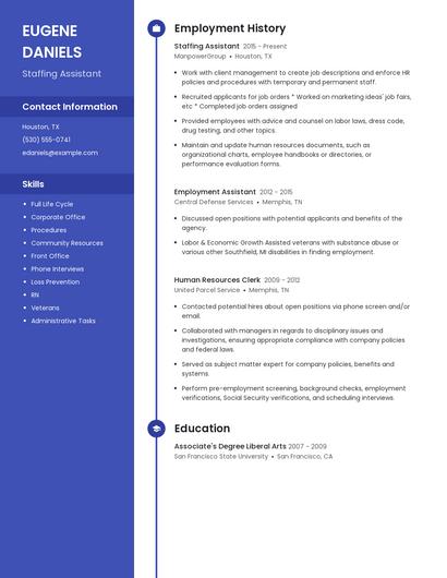 Staffing Assistant Resume