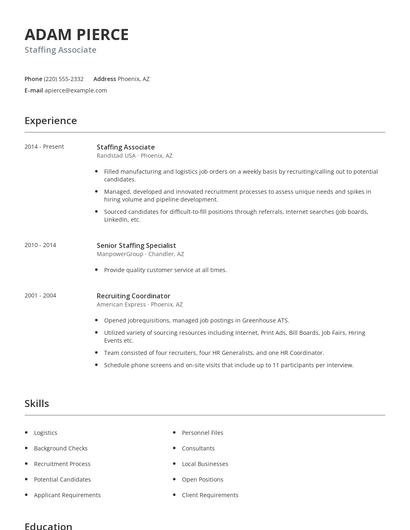 Staffing Associate Resume