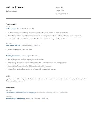 Staffing Associate Resume