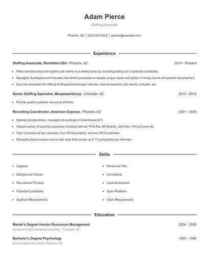 Staffing Associate Resume