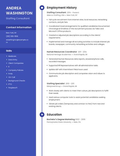 Staffing Consultant Resume