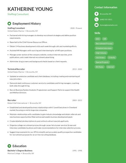 Staffing Consultant Resume