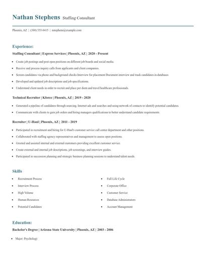 Staffing Consultant Resume