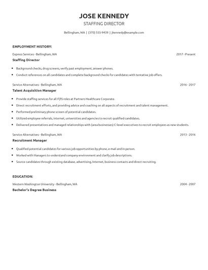 Staffing Director Resume