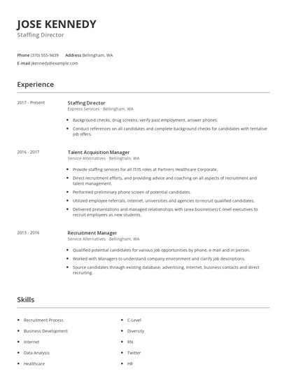 Staffing Director Resume