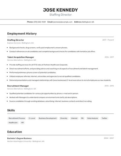 Staffing Director Resume