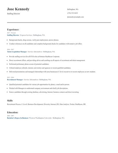 Staffing Director Resume