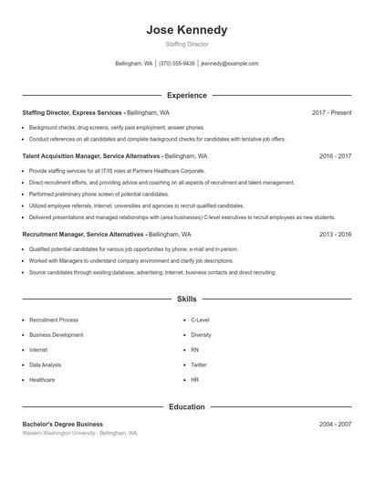 Staffing Director Resume
