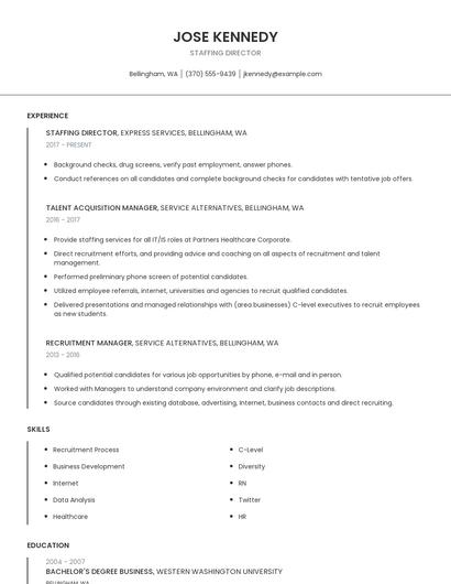 Staffing Director Resume