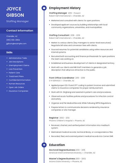 Staffing Manager Resume