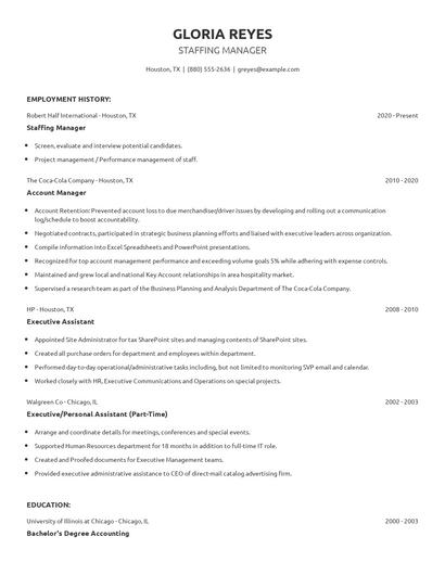 Staffing Manager Resume