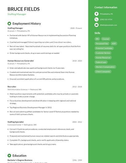 Staffing Manager Resume