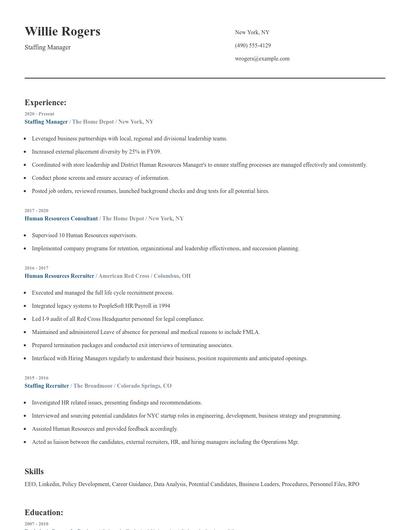 Staffing Manager Resume