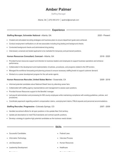 Staffing Manager Resume