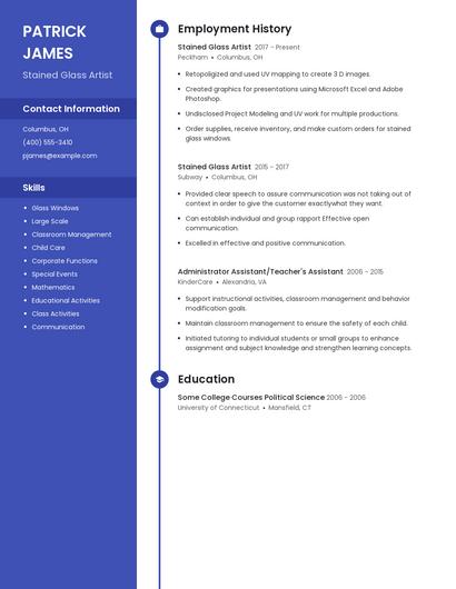 Stained Glass Artist Resume