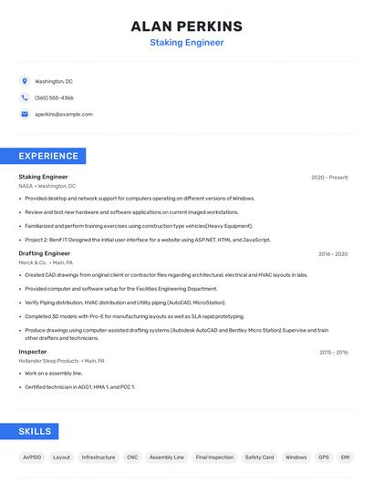 Staking Engineer Resume
