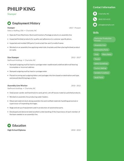 Stamper Resume