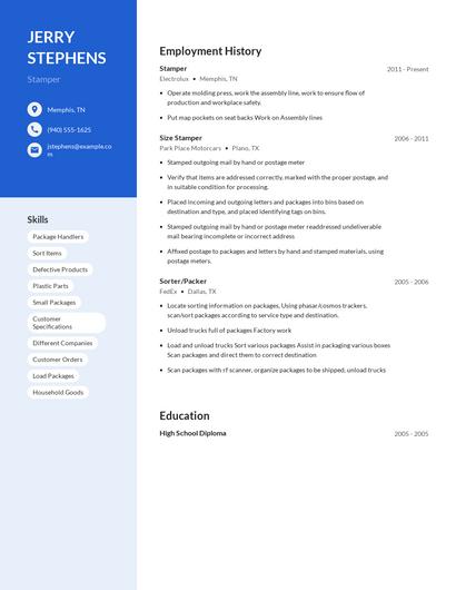 Stamper Resume