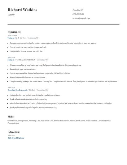 Stamper Resume