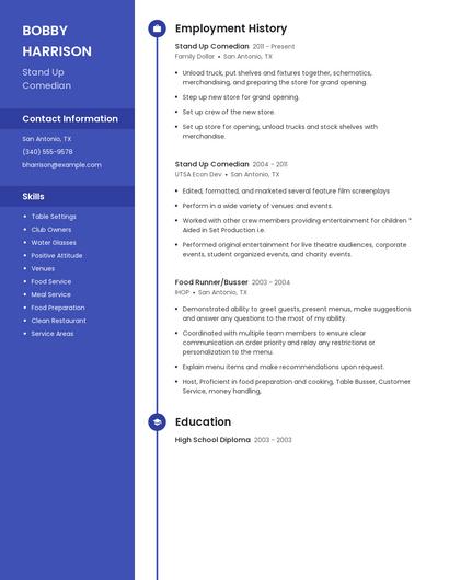Stand Up Comedian Resume