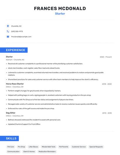 Starter Resume