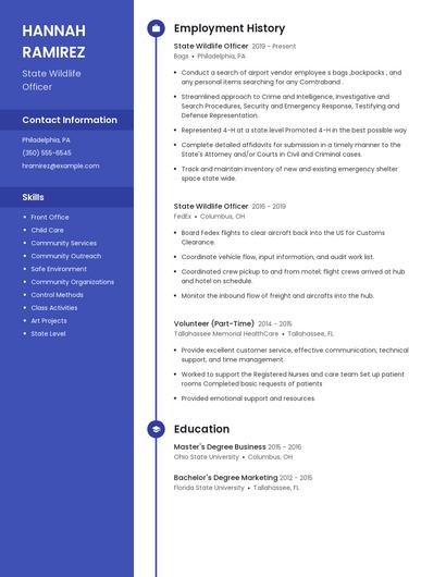 State Wildlife Officer Resume