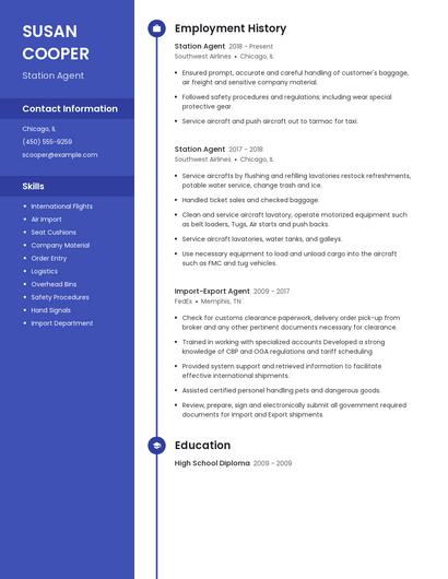 Station Agent Resume