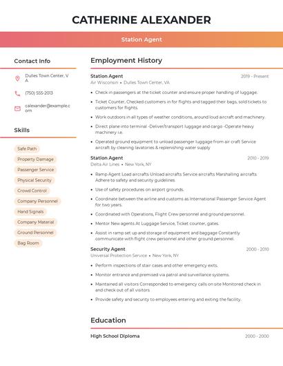 Station Agent Resume