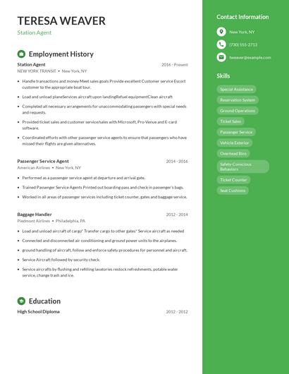 Station Agent Resume