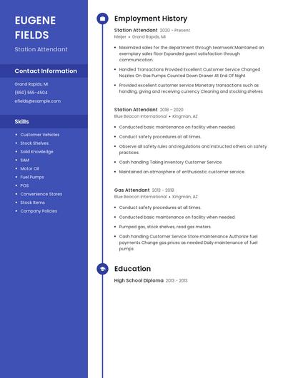 Station Attendant Resume