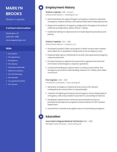 Station Captain Resume