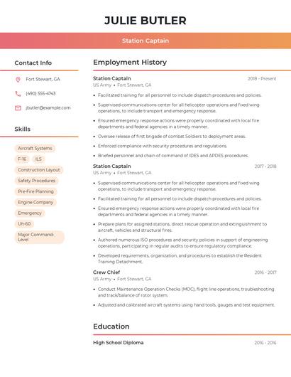 Station Captain Resume