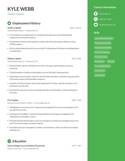 Station Captain Resume