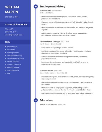 Station Chief Resume