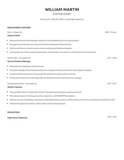 Station Chief Resume