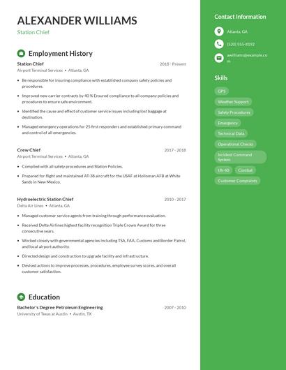 Station Chief Resume