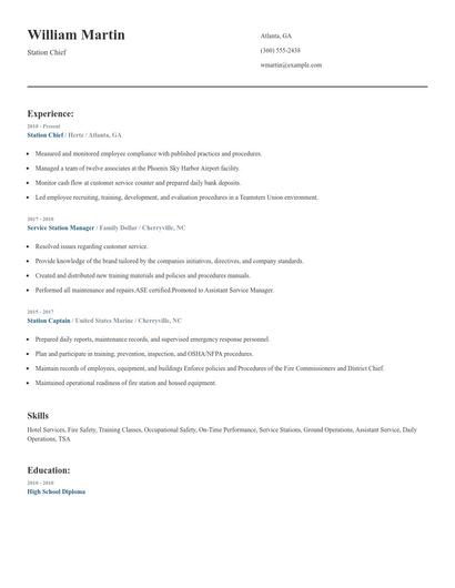 Station Chief Resume
