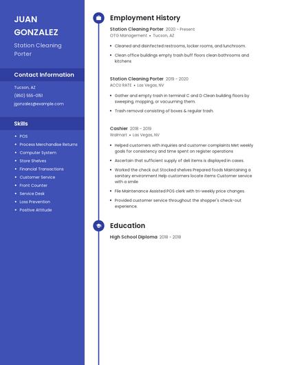 Station Cleaning Porter Resume