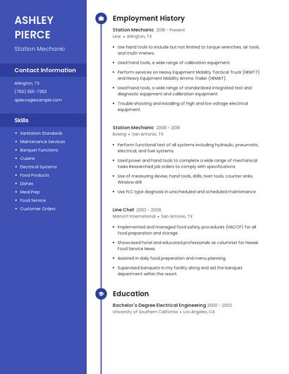 Station Mechanic Resume