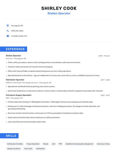 Station Operator Resume