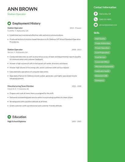 Station Operator Resume