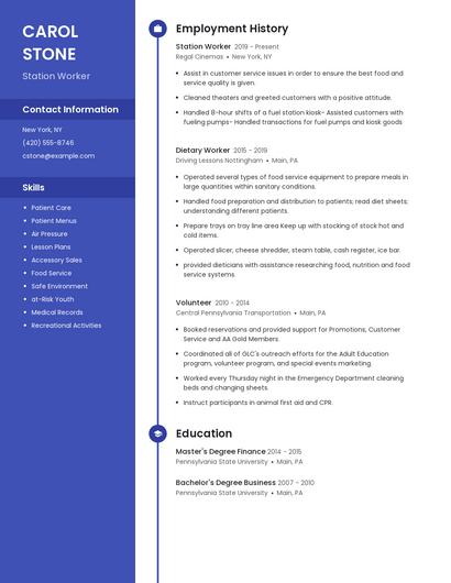 Station Worker Resume