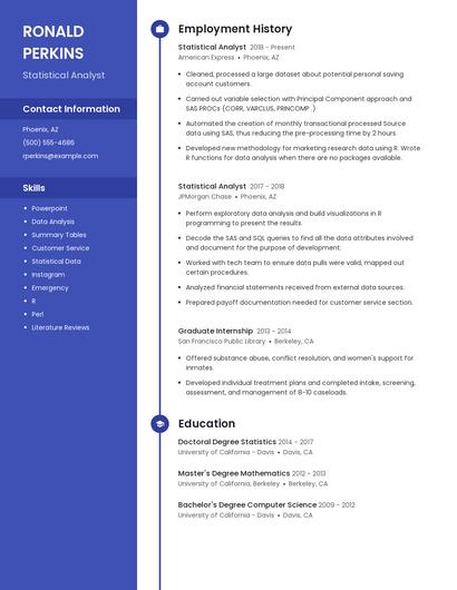 Statistical Analyst Resume
