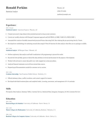 Statistical Analyst Resume