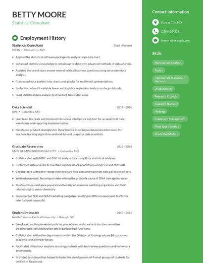 Statistical Consultant Resume