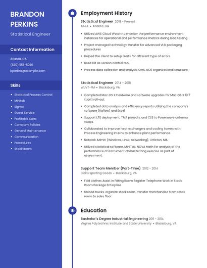 Statistical Engineer Resume