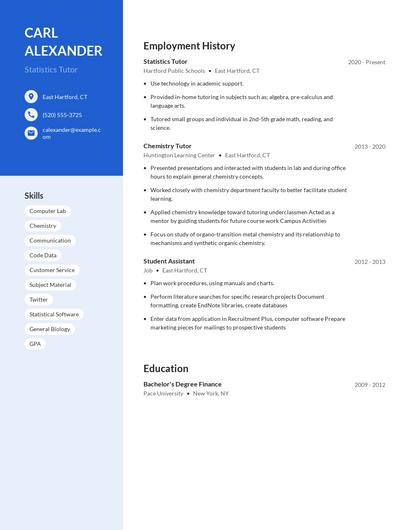 Statistics Tutor Resume